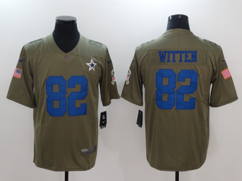 Men Dallas cowboys 82 Witten Nike Olive Salute To Service Limited NFL Jerseys